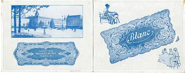 Publicité pour exposition de "blanc" aux Magasins Réunis