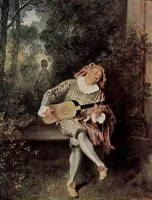 Antoine Watteau,Musicien (1717-1719), 55,2&nbsp;×&nbsp;43,1&nbsp;cm.