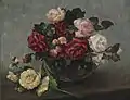 Nature morte avec des roses et des mauves