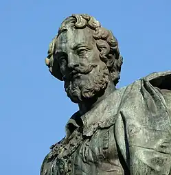 Détail de la statue de Pierre Paul RubensGroenplaats, Anvers.