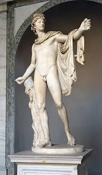Apollon du Belvédère, copie romaine d'un original du IVe siècle av. J.-C. de Léocharès, musée Pio-Clementino.