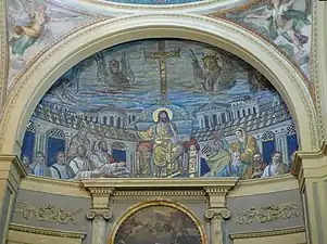 Mosaïque paléochrétienne de la basilique Santa Pudenziana de Rome, IVe – Ve siècle.