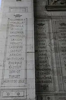 21e colonne de l'arc de triomphe de l’Étoile.