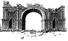 Gravure représentant l'arc de Volubilis au XVIIIe siècle