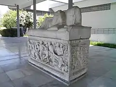 Sarcophage amazonomachie et chasse au sanglier.