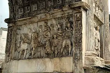 Création à Bénévent, en 101, de l'institutio alimentaria, à l'intention des enfants pauvres. Pilier est.