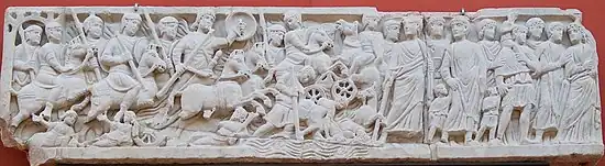 Sarcophage du passage de la mer Rouge d'Arles, (fin du IVe&nbsp;siècle) - Musée de l'Arles antique, Arles.