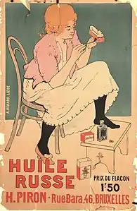 Armand Rassenfosse - Huile russe, 1896 (Lithographie en couleurs ; 96,2&nbsp;×&nbsp;63,5&nbsp;cm), Liège, Musée de la Vie wallonne