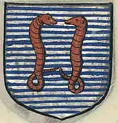 Armes de la seigneurie dessinées au XVIe&nbsp;siècle par Jean de Baudreuil (issues du premier exemplaire).