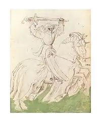 Exemple de portrait de chevalier laissé sans couleur et sans nom (f.138r).