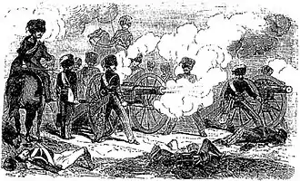 Des artilleurs tirant au canon.