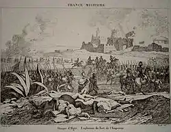 Gravure représentant un fort et une explosion