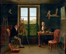 Autoportrait de Mathieu Cochereau dans son atelier, musée de Châteaudun.