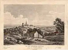 Vue générale d'Autun prise sur le chemin de Monjeu, dessinée par Jean-Baptiste Lallemand (1716-1803).
