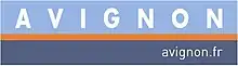 Logotype de la ville d'Avignon à partir de mai 2014, avec l'adresse du site internet de la ville « avignon.fr ».