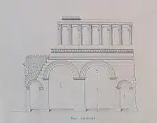 La porte d'Arroux ; relevé de Jean Roidot-Déléage (XIXe&nbsp;siècle).