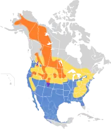 Répartition de Aythya valisineria selon les saisons