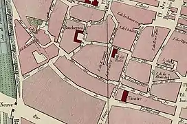 Sur le plan Héteau de 1844, bibliothèque Carnegie (Reims).