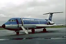 Un BAC 1-11 de couleur bleue.
