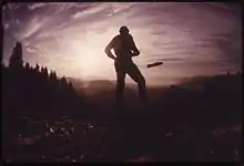 Test de débardage par ballon dirigeable près d'Eugene, en 1966.Source : NARA.