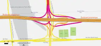 Schéma de l'Échangeur de la porte de la Chapelle