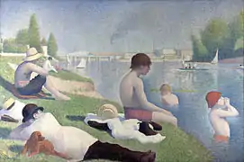 Seurat. Une baignade à Asnières. 1884 et 1887, 201 × 300 cm. National Gallery. Postimpressionnisme.