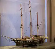 Le "Neptune". Maquette de baleinier construit en 1824 en Loire Atlantique. Chasse à la baleine pour le commerce de l'huile et des fanons. Ier étage, escalier / salle 12