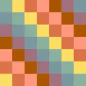 Wiphala de Túpac Katari (couleurs pâles, blanc remplacé par ocre, carreaux verts sur la diagonale)