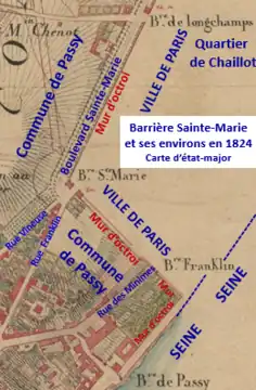 La barrière Sainte-Marie en 1824.