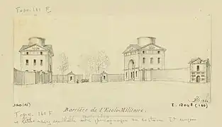 Dessin de la barrière de l'École-Militaire en 1860.