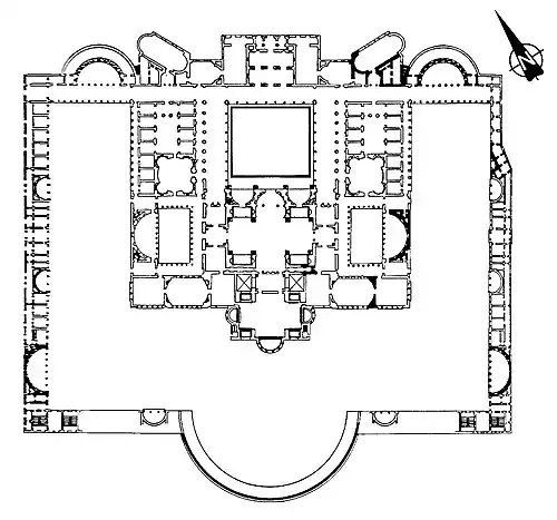 Plan des thermes de Trajan (Rome, Italie), début du IIe siècle.