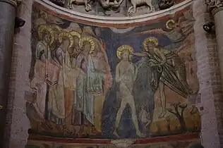 niche no&nbsp;1, derrière l'autel : le baptême du Christ