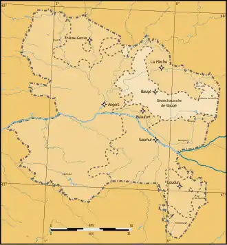 Sénéchaussées de l'Anjou au XVIIIe&nbsp;siècle.