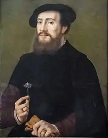 Portrait d'homme à la fleur par Ambrosius Benson