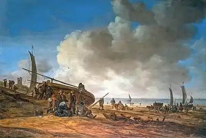 Vue d'une plage par Jan van Goyen