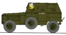 Un Berliet VUDB peint en vert olive, portant l'insigne du 1er régiment étranger de cavalerie : une tête de légionnaire romain.