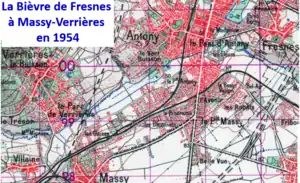 Bièvre en 1954 de Massy et Verrières à Fresnes.