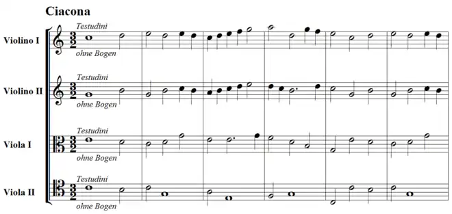 Partition de Heinrich Biber pour chant et cordes