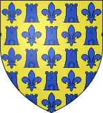 d'or semé alterné de tours et de fleurs de lys d'azur