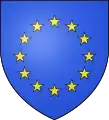 Blason de l'Union européenne figurant un écu (censé défendre les valeurs communes de la démocratie, de la solidarité et de l’union entre les peuples d’Europe).