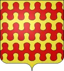 D'or à trois fasces nébulées de gueules.