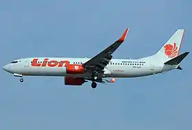 Un Boeing 737-8GP&nbsp;de Lion Air, similaire à celui impliqué dans l'accident.