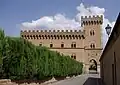 Le château de Bolgheri, à Castagneto Carducci (Toscane), qui a appartenu à la famille Della Gherardesca dès le XIIIe&nbsp;siècle.