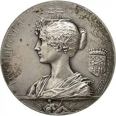 XIIIe&nbsp;Exposition de Bordeaux (1895), avers (« Burdigala »).