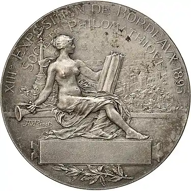 XIIIe&nbsp;Exposition de Bordeaux (1895), revers (« Société philomatique »).