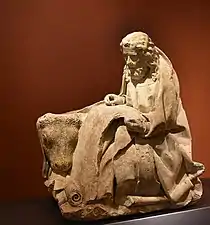 Attribué à Claus de Werve, Saint Luc écrivant l'Evangile, début XVe&nbsp;siècle.