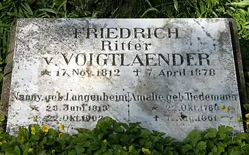 Sépulture de Voigtländer dans le Magnifriedhof de Brunswick.