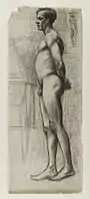 Male Nude, vers 1903/1904, graphite et fusain sur papier crème moyennement épais, modérément texturé, 61&nbsp;×&nbsp;24,4&nbsp;cm, Brooklyn Museum.