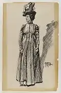 Sans titre (Standing Female Figure), vers 1900, encre noire et graphite sur papier, 57,3&nbsp;×&nbsp;36,4&nbsp;cm, Brooklyn Museum.