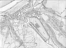 Plan de la ville de Dieppe avec les installations de la gare.